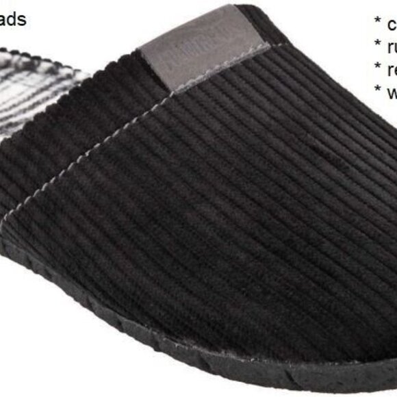 New Men's Foamtreads RUSSELL blACK CORDUROY OPEN BACK SLIPPER - Picture 2 of 3